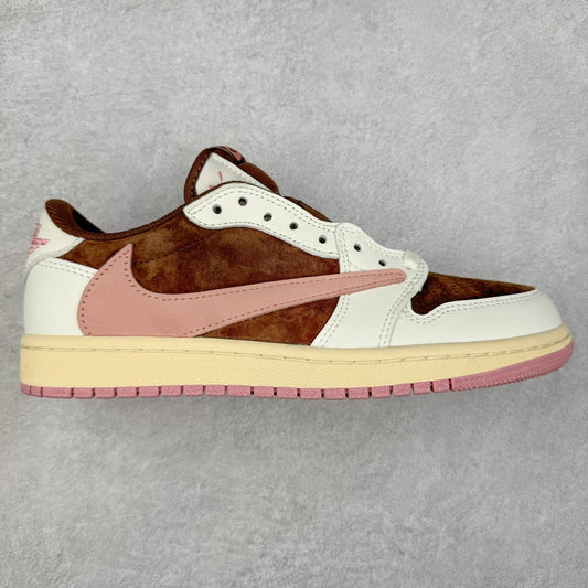 Tênis Air Jordan 1 Low WMNS OG SP Dark Pony/Pink Oxford x Travis Scott
